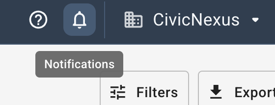 bell icon on top of page